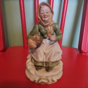 Vintage 1970s Farmer Woman Figurine